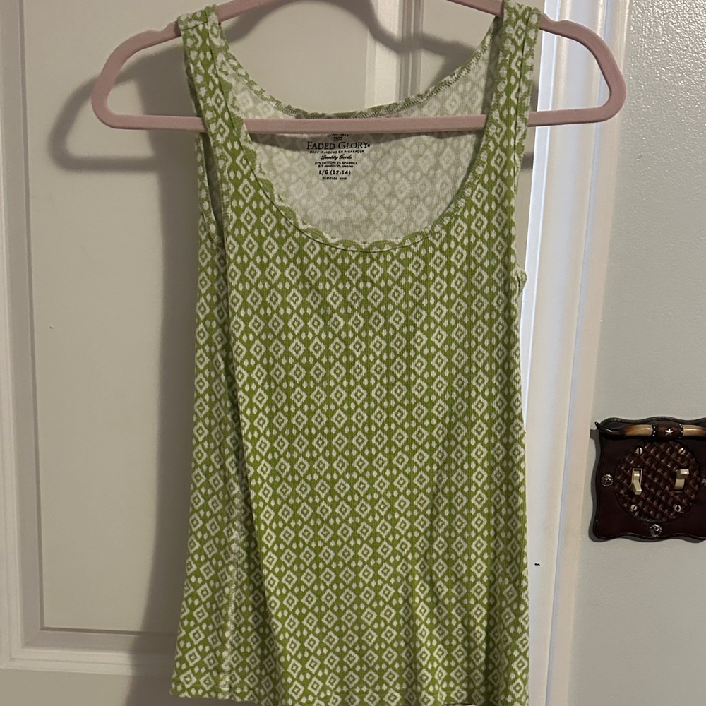 Faded Glory Lime Diamond Pattern Tank Top
